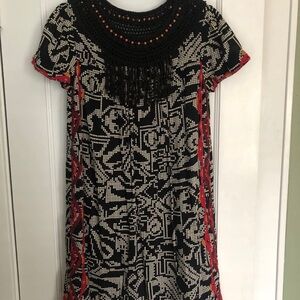 Elegant Black and Red Patterned Dress by Floreat